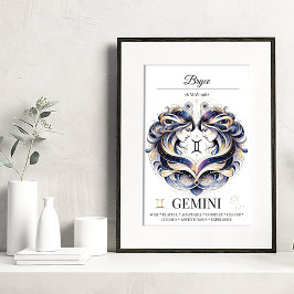 Póster Gemini Personalizado Elegante Color Zodiaco