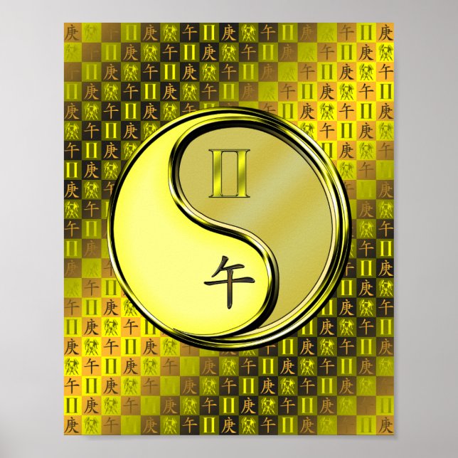Póster Gemini y caballo Metalizado (Frente)