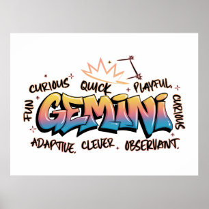 Póster Gemini Zodiac Graffiti 