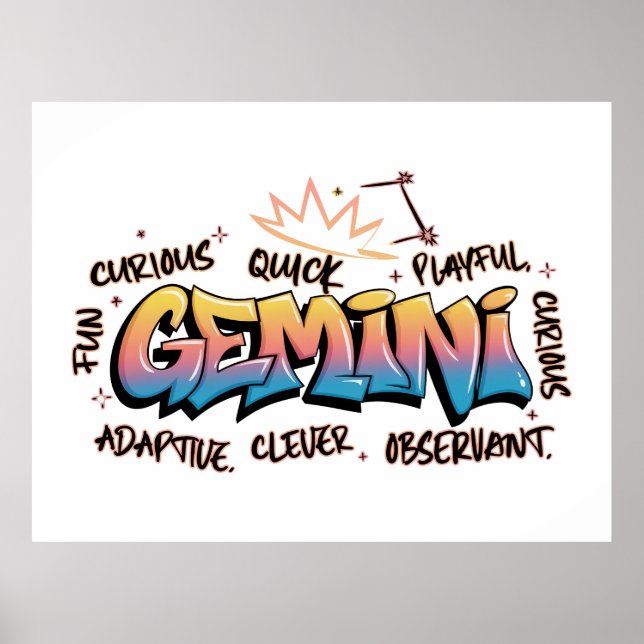 Póster Gemini Zodiac  Graffiti  (Frente)