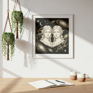 Póster Gemini Zodíaco Astrología Celeste