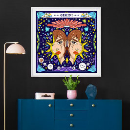 Póster Géminis: “Gemelos de las Estrellas” Zodiaco