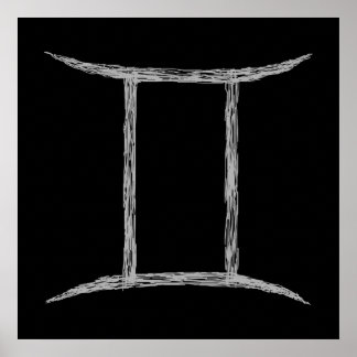 Póster Géminis. Rótulo Astrológico Zodiaco. Negro