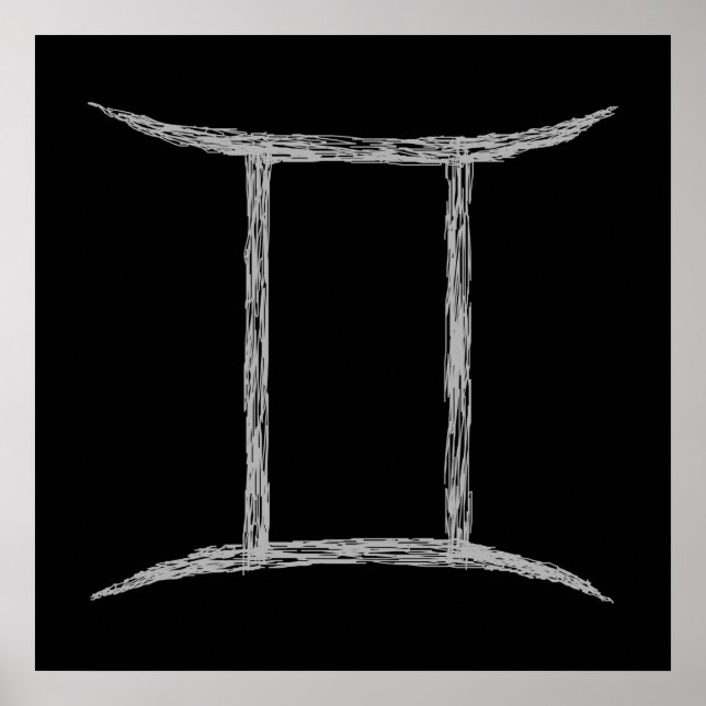 Póster Géminis. Rótulo Astrológico Zodiaco. Negro (Frente)