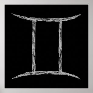 Póster Géminis. Rótulo de la astrología del zodiaco.