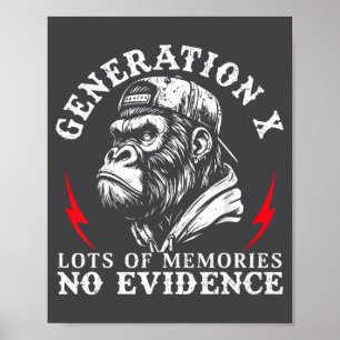 Póster Gen X Muchos Recuerdos Sin Evidencia Mono Divertid
