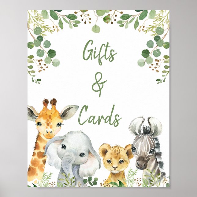 Póster Gender Neutral Eucalyptus Safari Baby Shower Sign (Frente)