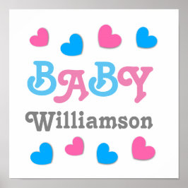 Póster Gender Reveal Baby Shower Hearts Collection A11