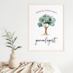 Póster Genealógico oficial familiar con árbol | Elegante<br><div class="desc">Este simple y elegante poster dice "genealógico oficial de la familia",  y usted puede poner su propio apellido en el texto. También hay un elegante árbol acuático y una moderna tipografía de escritura. ¡Un regalo perfecto para el experto en genealogía y ancestralidad en tu propio árbol familiar!</div>