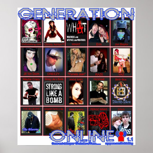 Póster GENERACIÓN EN LÍNEA 1.1 en myspace.com/dvdclothing (Frente)