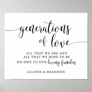 Póster Generaciones De Amor Boda Familia Gracias Rótulo