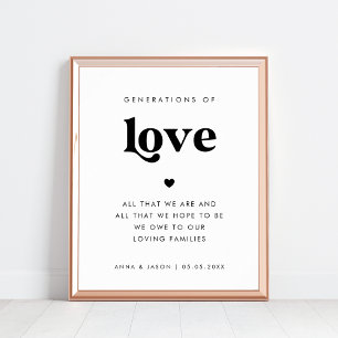 Póster Generaciones de Boda de amor de 70's Retro Script