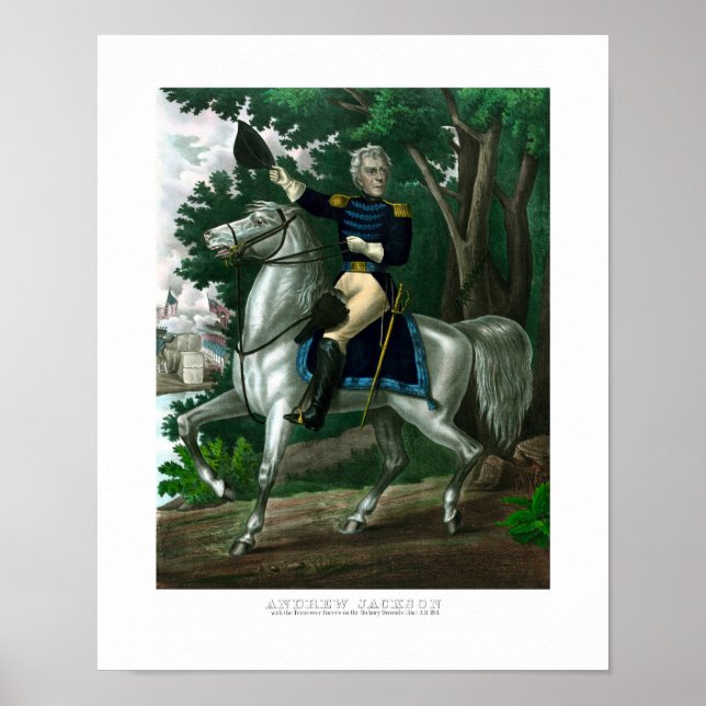 Póster General Andrew Jackson En Horseback (Frente)