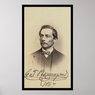 Póster General Beauregard Signed Card 1867