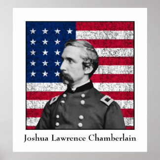 Póster General Chamberlain y la bandera estadounidense