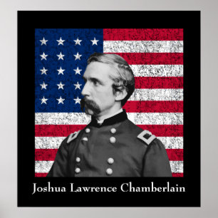 Póster General Chamberlain y la bandera estadounidense