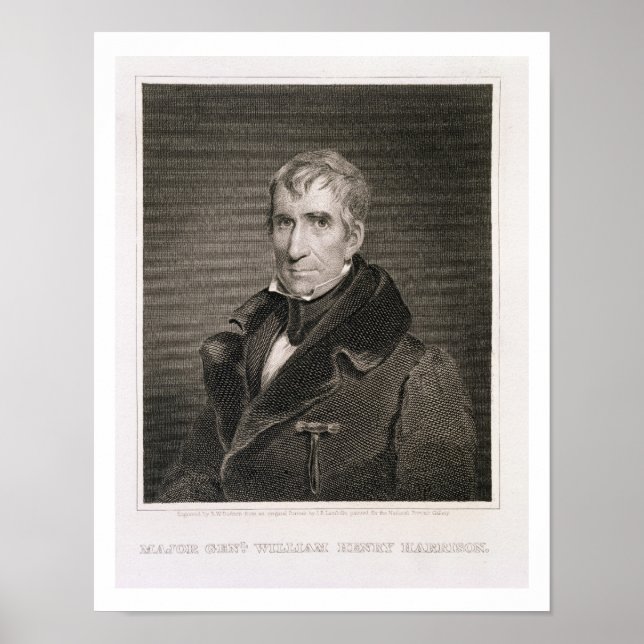 Póster General de División William Henry Harrison, grabad (Frente)