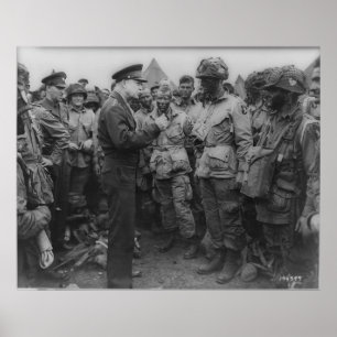 Póster General Dwight D. Eisenhower con paracaidistas