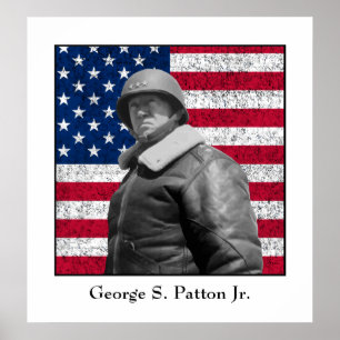 Póster General George S. Patton y La Bandera de Estados U
