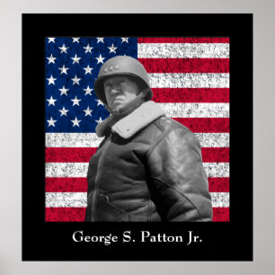Póster General George S. Patton y la bandera de los