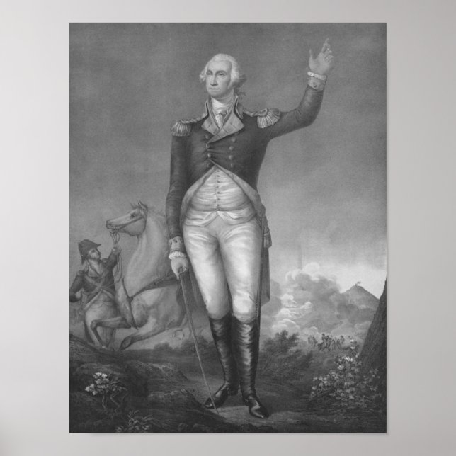 Póster General George Washington En Litografía Uniforme (Frente)