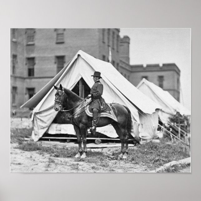 Póster General Joseph Hooker En Caballo (Frente)