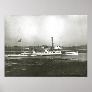 Póster General Lincoln Steamboat en la costa de Massachus