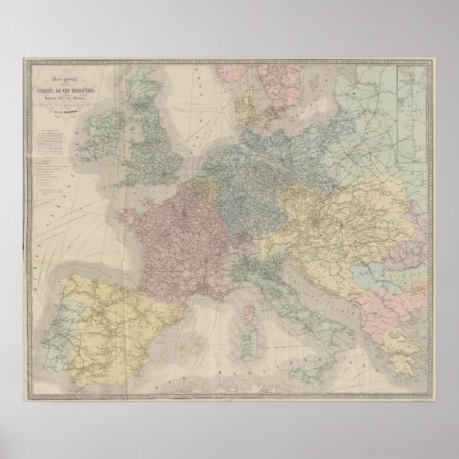 Póster General map of European Railways (Frente)