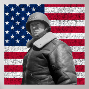 Póster General Patton y la bandera americana