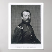 General Philip Sheridan, grabado de una fotografía