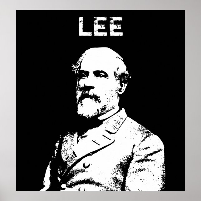 Póster General Robert E. Lee — Blanco y negro (Frente)