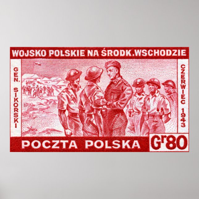 Póster General Sikorski de la Segunda Guerra Mundial (Frente)