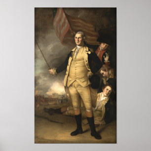 Póster General Washington en la batalla de Princeton