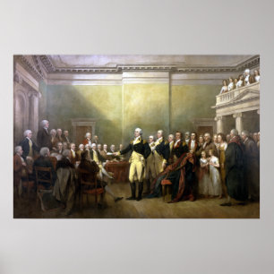 Póster General Washington que dimite a su Comisión