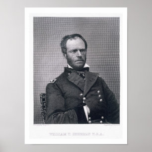 Póster General William Tecumseh Sherman, grabado después 