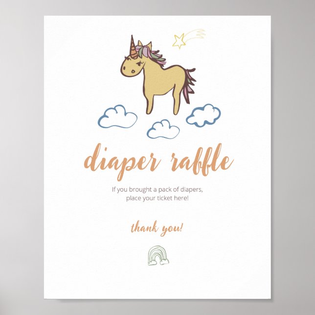 Póster Género neutro de Baby Shower de Unicorn (Frente)
