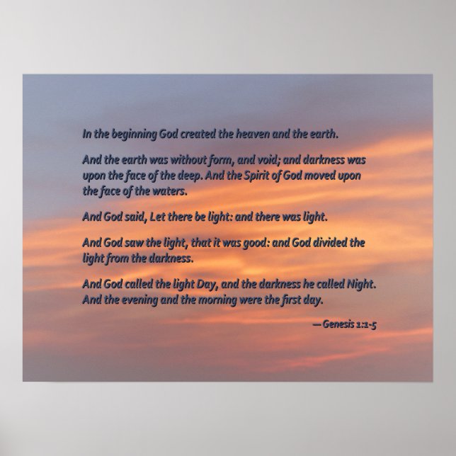 Póster Génesis 1 1-5 al principio (Frente)