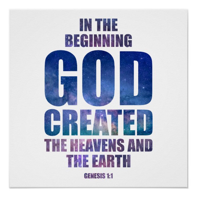 Póster Génesis 1:1 Al Principio DIOS Creó Universo (Anverso)