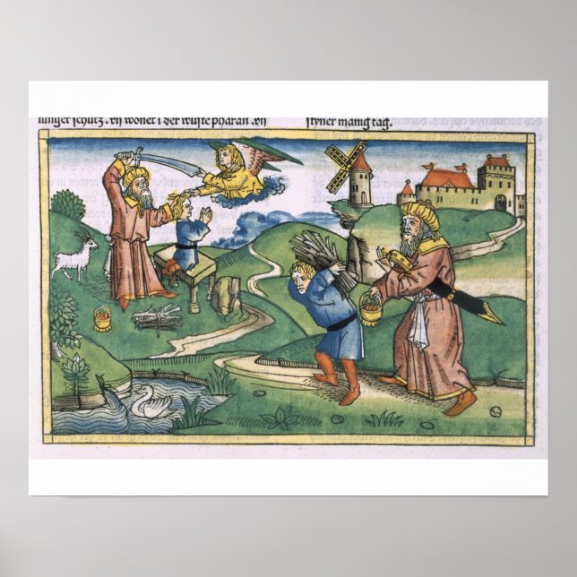Póster Génesis 21 1-14 Ofrecimiento de Abraham de Isaac,  (Frente)