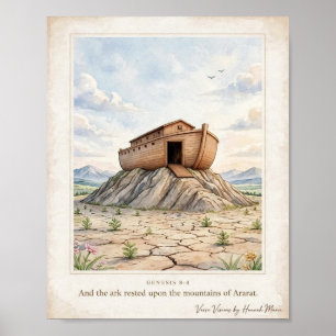 Póster Génesis 8 4 KJV Arca de Noé Monte Ararat Guardería