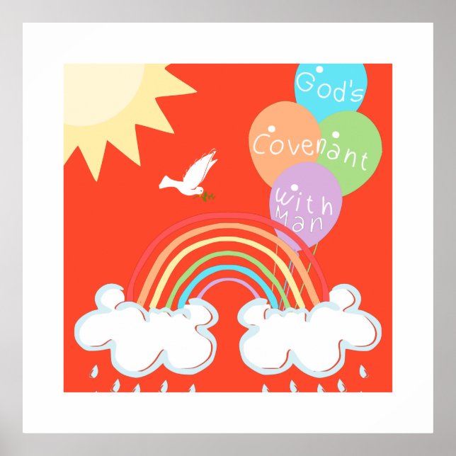 Póster Génesis 9 Pacto de Dios con el hombre y el arcoiri (Frente)