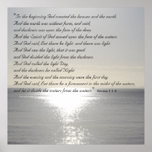 Póster Génesis Biblia Cita Creación Cristiana Mar Poster