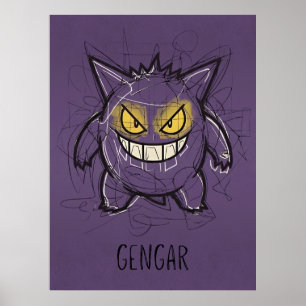 Póster Gengar Garabato Caótico - Sombra Fantasmal Áspera