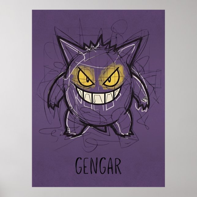 Póster Gengar Garabato Caótico - Sombra Fantasmal Áspera (Frente)
