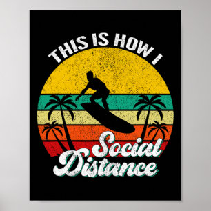 Póster Genial Divertido Retro Atardecer Vintage Surfing S
