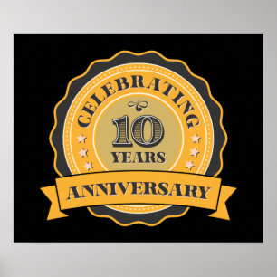 Póster genial fiesta del décimo aniversario