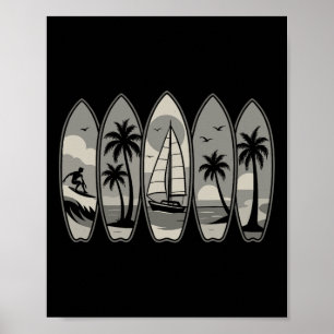 Póster Genial tabla de surf de surfista de surf vintage r