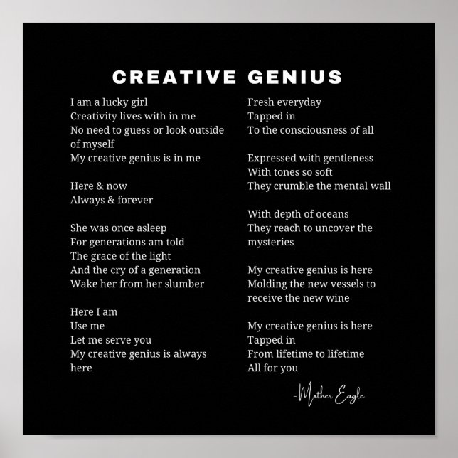 Póster Genio creativo Inspirador poema Wall Art Poster (Frente)