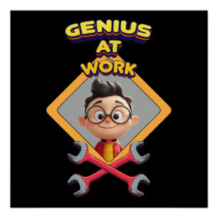 Póster genius work gracioso geek reparación de animación 
