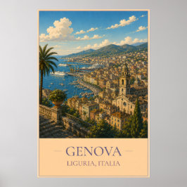 Póster Genova, Italy – Vintage Travel Poster